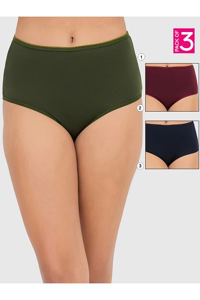 Clovia By Styli Pack of 3 - Solid High Rise Hipster Briefs