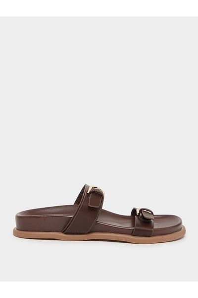 Styli Double Band Buckle Detail Slip-On Sandals