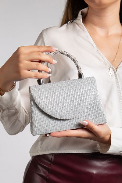 LİLLA Women's Evening Dress Glitter Box Silver Color Bag