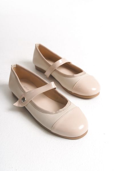 Ayakkabı Delisiyim Women's Ballerina Beige Color Azur Snap Fastener Lightweight Orthopedic Sole Comfortable Stylish Women's Ballerina