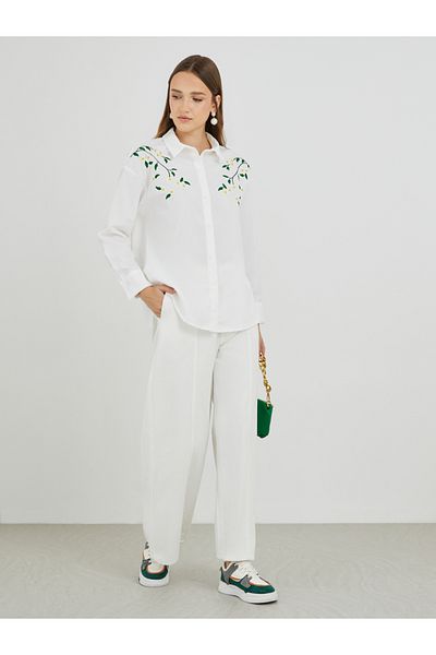 Styli Embroidery Detail Oversized Shirt