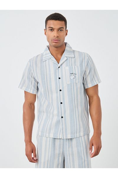 Styli Men Striped Short Sleeve Shirt and Shorts Set