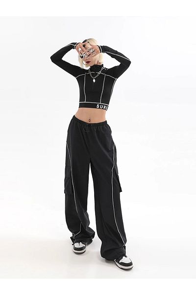RockMore Y2K Harajuku Cargo Pocket Parachute Sweatpants/Pants