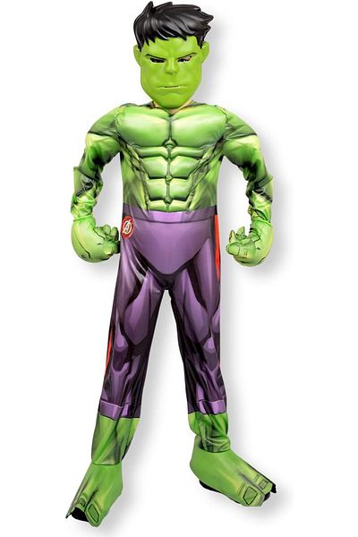 Marvel Marvel Avengers Party Center Deluxe Hulk Costume for Kids 7-8 Years, Multicolor