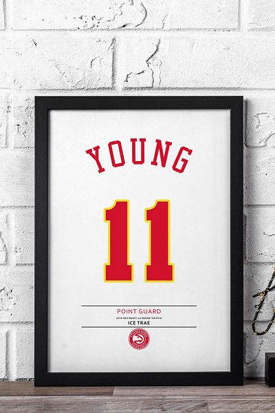 Saturn Trae Young Jersey Framed Painting - Nba Atlanta Hawks Jersey