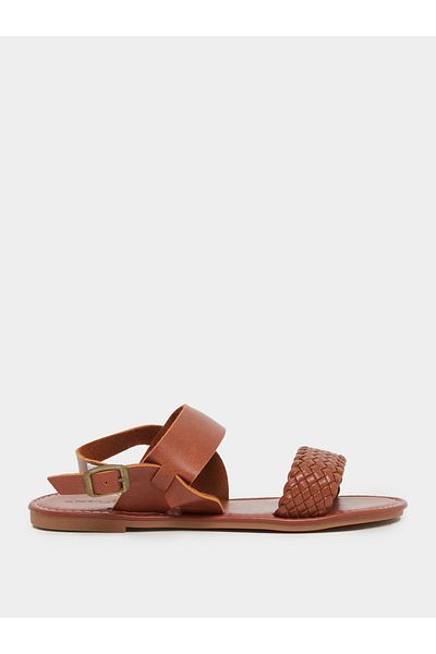 Styli Braided Sling Back Flat Sandals
