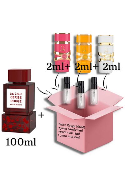 Milestone Cerise Rouge 100ml EDP + samples 2ml of (Yara Candy+Yara Tous+Yara Moi)
