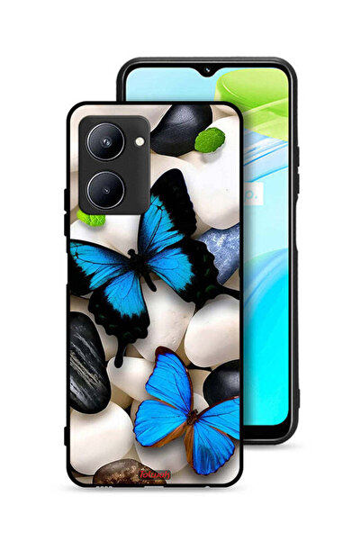 Tolwak Realme C33 Protective Case Cover Butterflies On Stones
