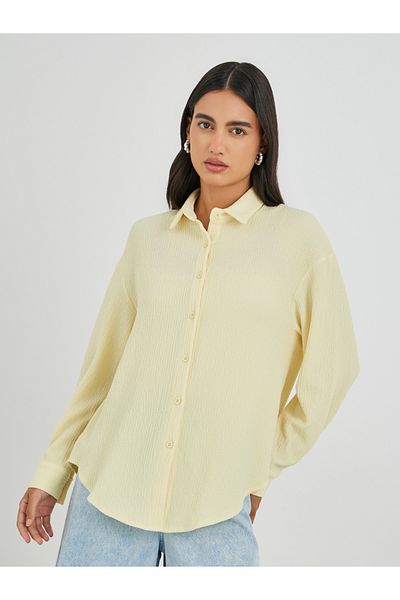 Styli Textured Oversized Collared Shirt