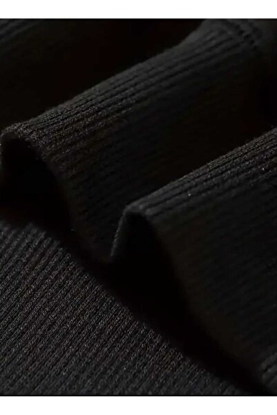 caddekombin Autumn Leaves Printed Crew Neck Black Sweatshirt