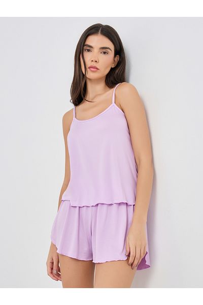 Styli Solid Strappy Top and Shorts Pyjama Set