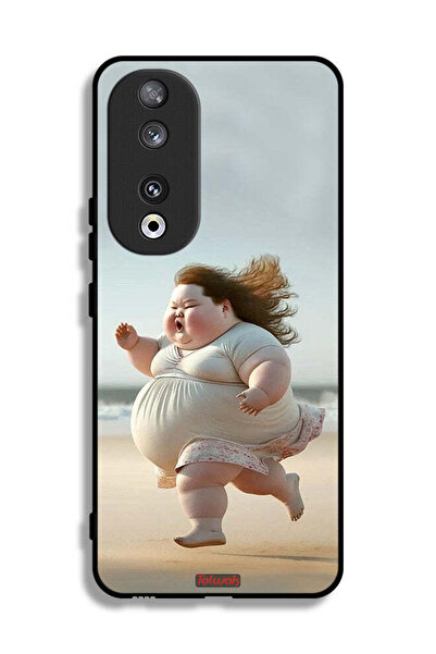 Tolwak غطاء حماية لهاتف Honor 90 بتصميم فتاة سمينة تركض