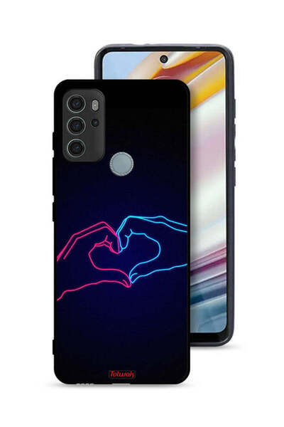 Tolwak Motorola Moto G60S Protective Case Cover Touching Hand Making Heart