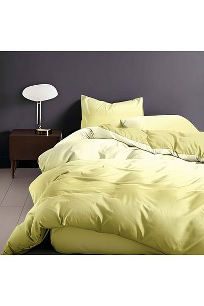 Pucioasa 6-piece pastel yellow fine linen bed linen with elastic