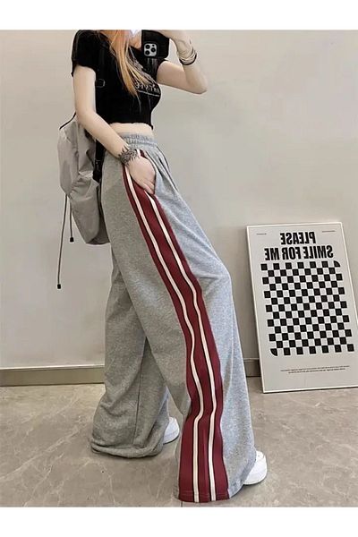 RockMore Y2K Harajuku Stripe Blocked Sweatpants
