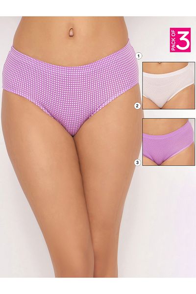 Clovia By Styli Set of 3 - Printed Mid Rise Hipster Panties with Inner Elastic