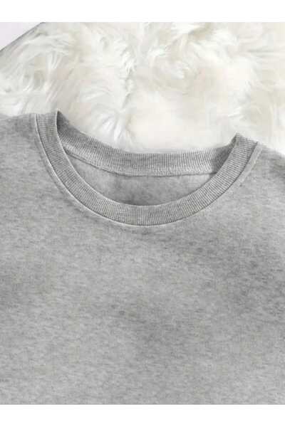 caddekombin Four Turtles Printed Crew Neck Gray Sweatshirt