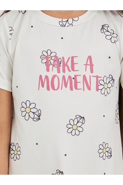 Styli Graphic Print Short Sleeve Sleep Dress