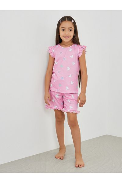 Styli All-Over Print Ruffled Sleeve T-Shirt and Shorts Pyjama Set