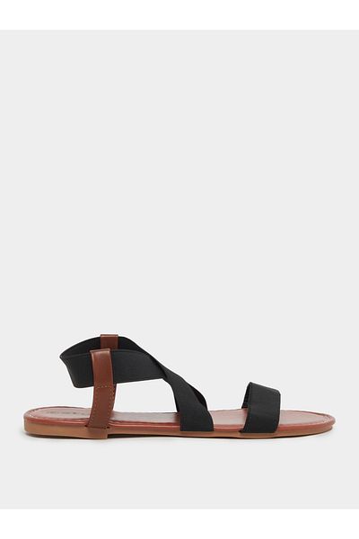 Styli Elasticated Ankle Strap Flat Sandals