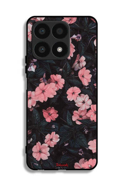 Tolwak غطاء حماية لهاتف Honor X8a - لون الخوخ والورود الصغيرة