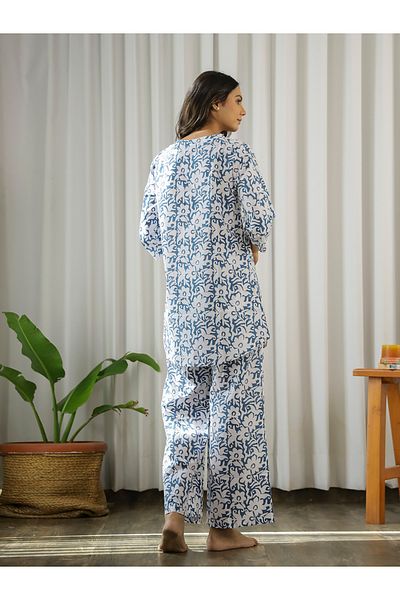 Sanskrutihomes By Styli Printed Collared Buttoned Shirt and Pyjama Set