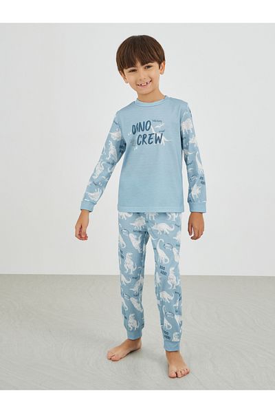Styli Slogan Print Long Sleeve T-Shirt and Pyjama Set