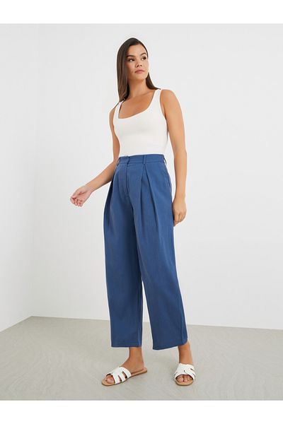 Styli Inverted Pleated Wide Leg Pants