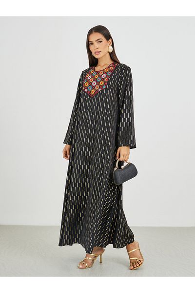 Styli Embellished Foil Print A-Line Jalabiya