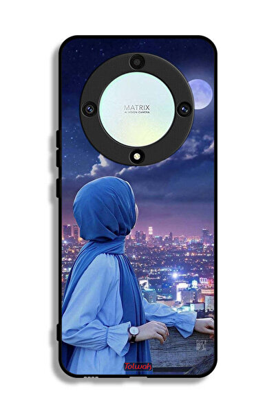 Tolwak غطاء حماية لهاتف Honor X9a بطبعة فتاة محجبة تنظر إلى القمر