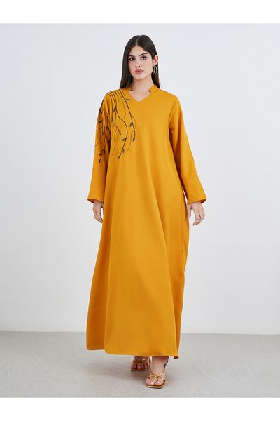 Styli Embroidered Collared A-Line Jalabiya