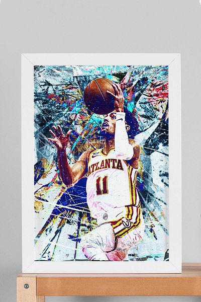 Saturn Trae Young Framed Painting - Basketball Nba Poster Painting