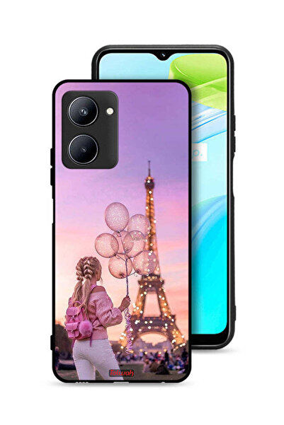 Tolwak غطاء حماية لهاتف Realme C33 بطبعة فتاة تحمل بالونات