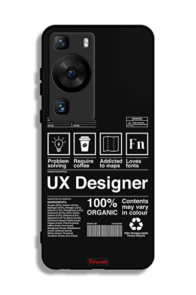 Tolwak غطاء حماية لهاتف Huawei P60 Pro، ملصق مصمم UX