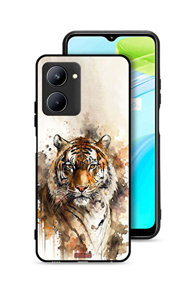 Tolwak غطاء حماية Realme C33 بتصميم فن تجريدي بنقشة جلد النمر