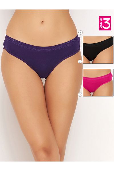 Clovia By Styli Pack of 3 - Solid Low Waist Bikini Briefs