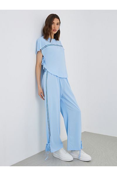 Styli Round Neck Tape Detail Top and Pants Co-Ords