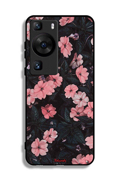 Tolwak غطاء حماية لهاتف هواوي بي 60 - لون الخوخ والورود الصغيرة