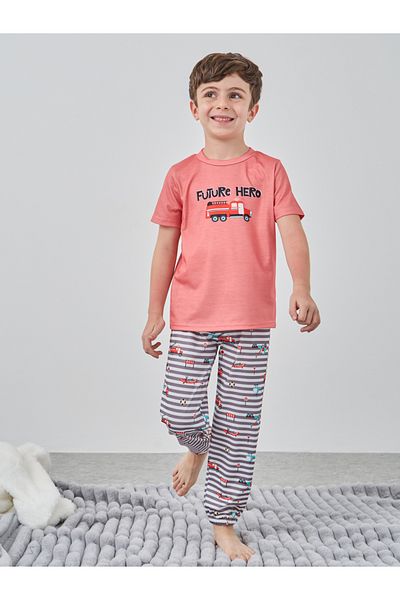 Styli Graphic Print T-Shirt and Striped Pyjama Set