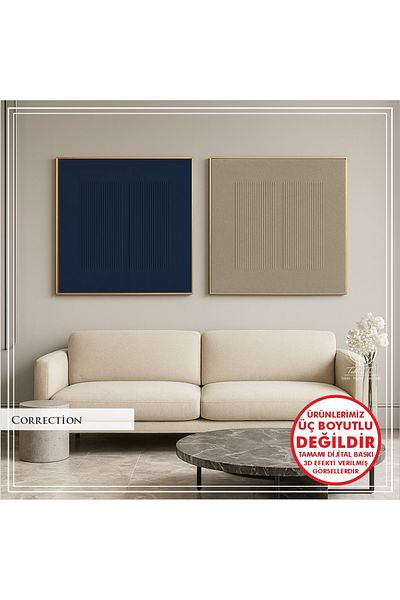 Tablomtr Set de 2 picturi decorative cu cadru metalic imprimat digital și sticlă - Model de corecție F