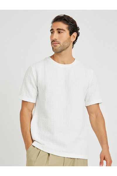 Styli Solid Vertical Textured Oversized T-Shirt