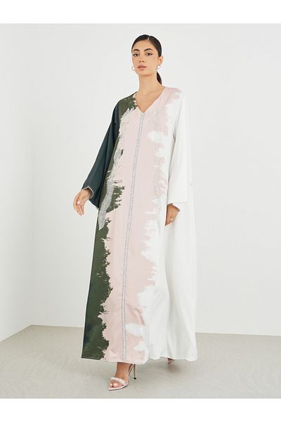 Styli Embellished Ombre Print A-Line Jalabiya