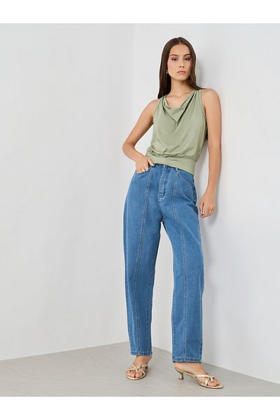 Styli Solid Cowl Neck Sleeveless Top
