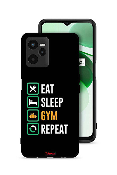 Tolwak Realme C35 Protective Case Cover Eat Sleep Gym Repeat