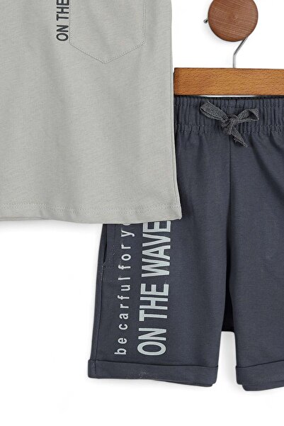 Egelite Tight Mold! Erke Children 4-11 Years Pocket Summer Detail Shorts Bottom Top Set