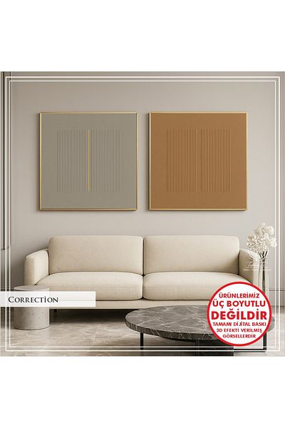 Tablomtr Set de 2 picturi decorative cu cadru metalic imprimat digital și sticlă - Model de corecție E