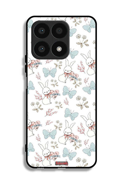 Tolwak غطاء حماية لهاتف Honor X8a بتصميم أرنب وفراشات