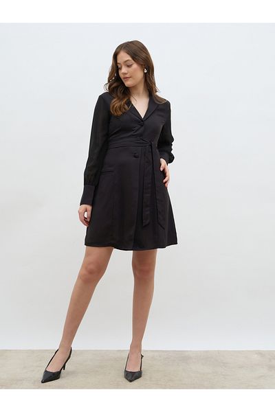 Styli Women Black Solid Notch Lapel Blazer Mini Dress