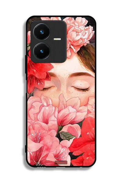 Tolwak غطاء حماية لهاتف Vivo Y22 برسومات زهور ووجه فتاة مخفي