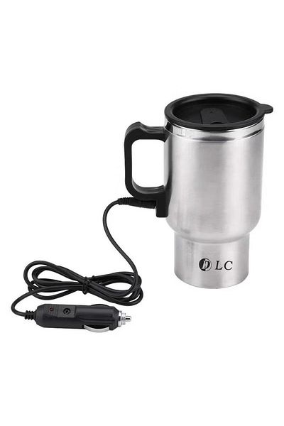 DLC Car Electric Heating Mug - 450ml Stainless Steel Travel Kettle for Coffee & Tea